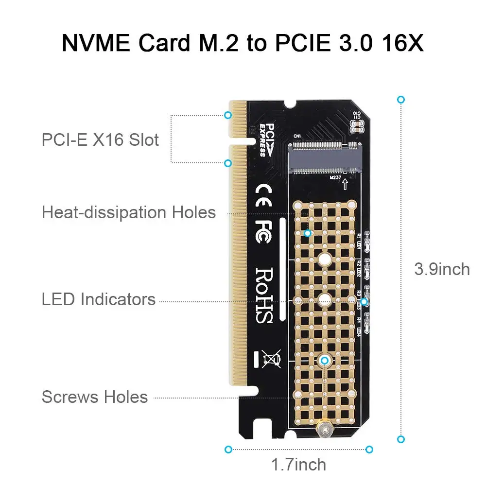 Onvian m.2 to pcie x16 adapter Card pci-e convert NVMe SSD Adaptor m2 M Key Interface PCI Express 3.0 | Компьютеры и офис
