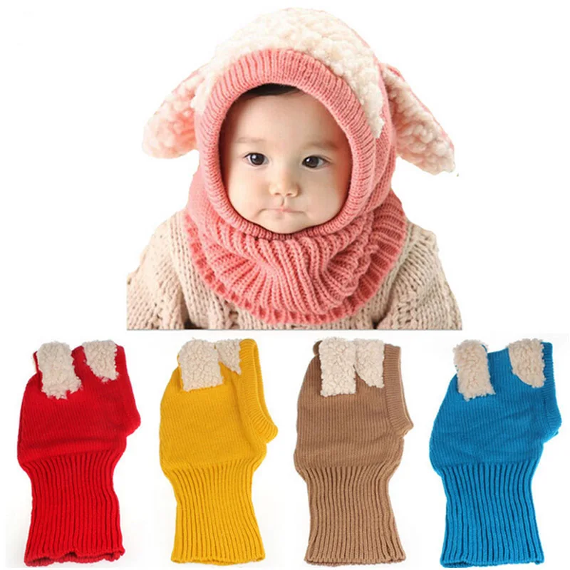 

2018 New High Quality Coif Hood Scarf Caps Winter Baby Hats Kids Girls Boys Warm Woolen Coif Hood Scarf Caps Free Shipping