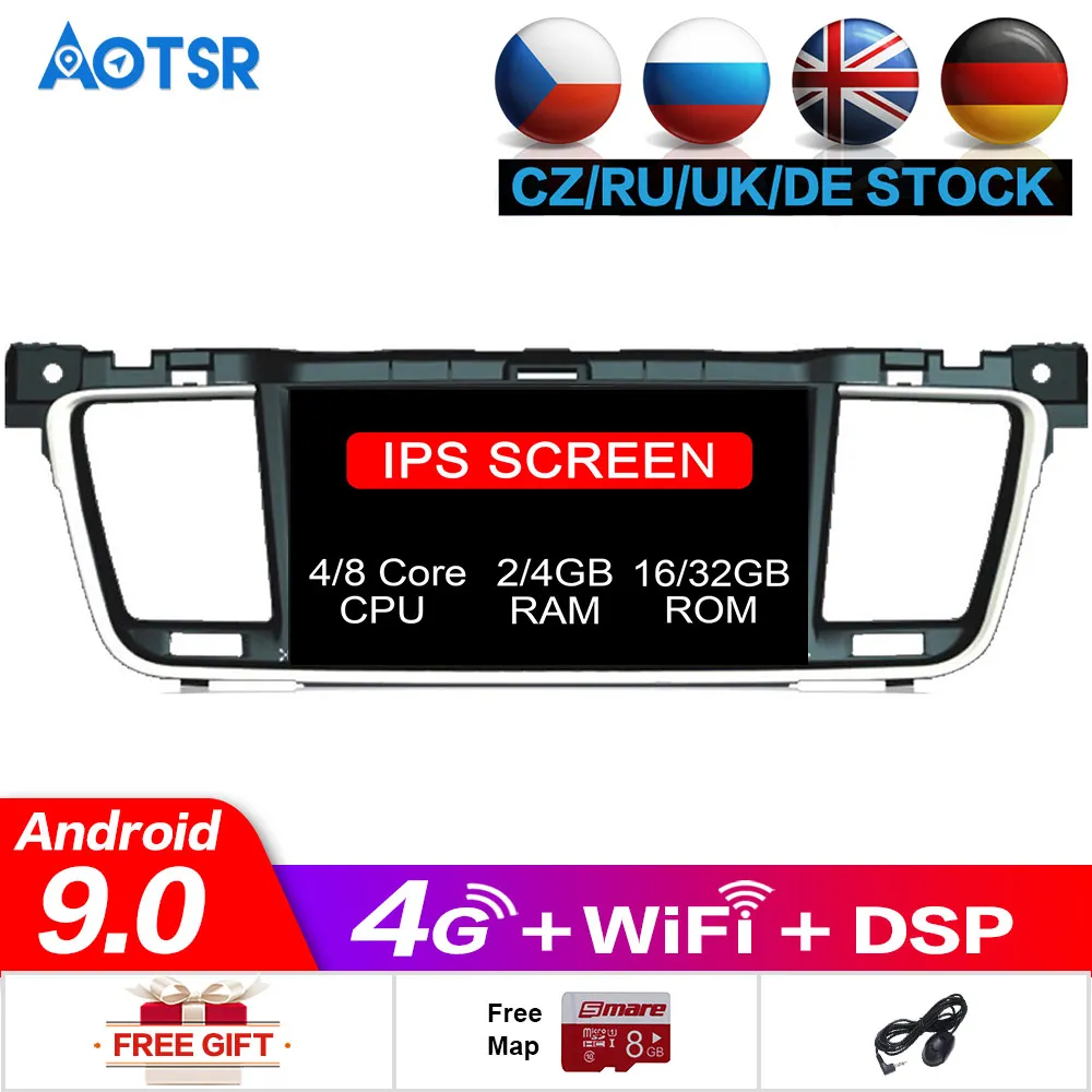 8 ядер Android 9 0 ROM 32 Гб RAM 4 автомобильный gps навигация dvd плеер для PEUGEOT 508 2011 2014 Радио