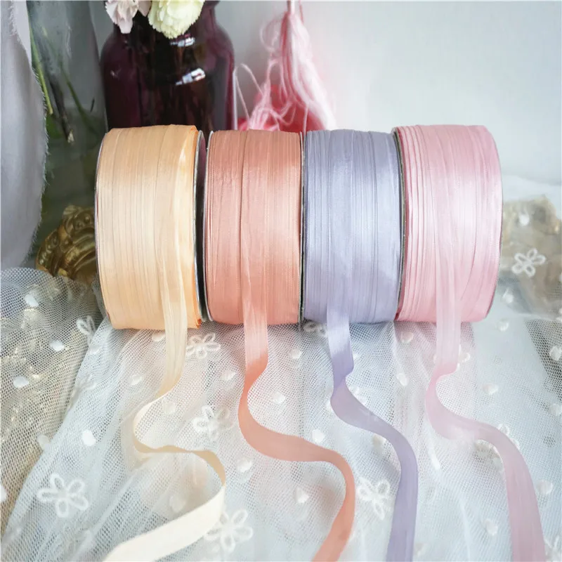 Шелковая лента с вышивкой 13 мм тонкая тафта Свадебная стиль ins шелковая краями