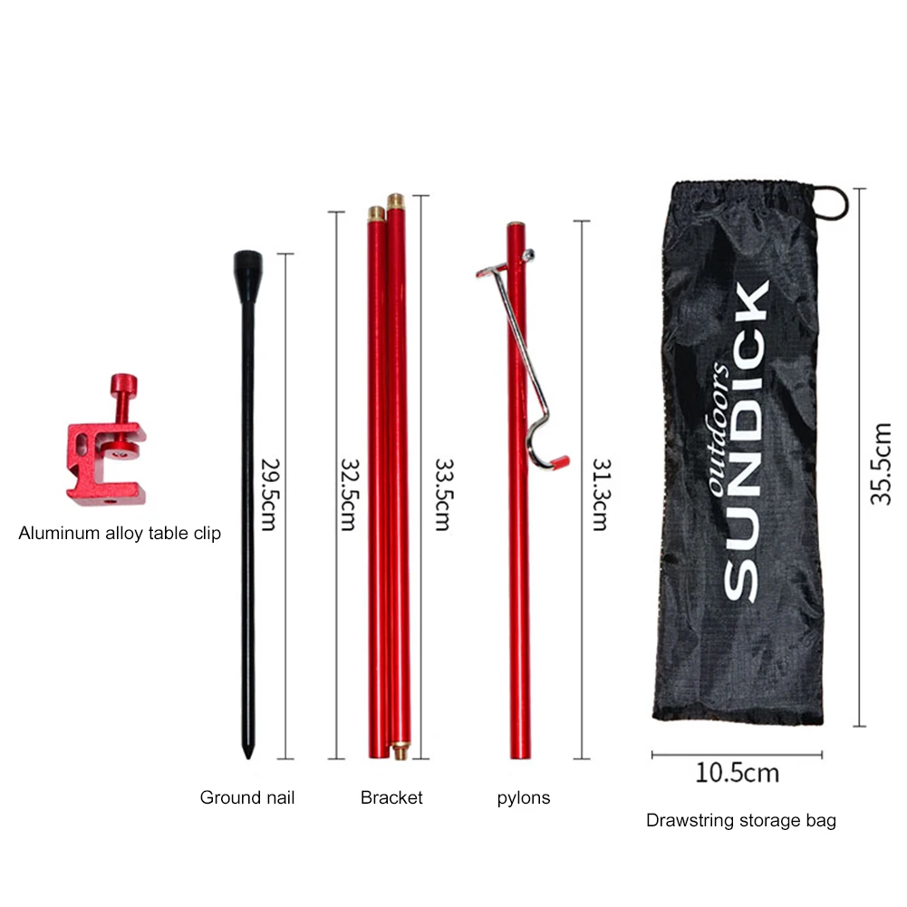 

SUNDICK Silver/Red/Blue Telescopic Mini Foldable Lamp Holder Rod for Fishing Outdoor Camping Hiking BBQ Lantern Light Pole