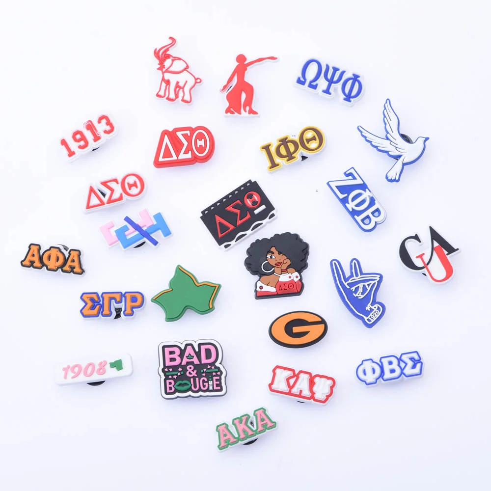 

1pcs Shoe Charms Accessories Designer PVC Emblem University Button Deecoration For Clog Shoes Buckle Charm Croc JIBZ