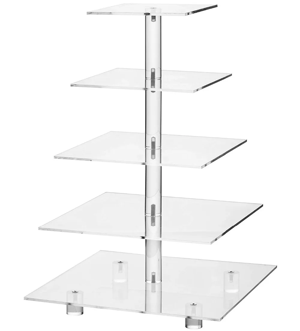 YestBuy 5 яруса Maypole квадратная Свадебная вечеринка дерево башня акриловый Кекс
