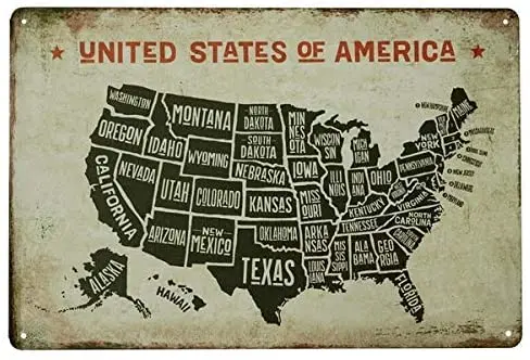 

Nonbrand Funny Fantastic Tin Sign United States of America Retro Metal Poster Wall Art Map Flag Sticker Plaque Bar