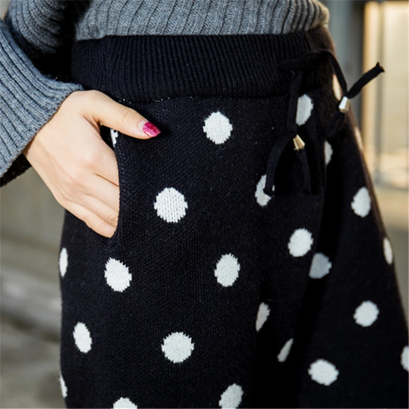 

Брюки женские трикотажные до щиколотки, с эластичным поясом, свободного кроя, на осень/зиму, 2020