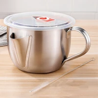 1000ml stainless steel soup oil separator filter strainer bowl with lid brush container kitchen cooking tools