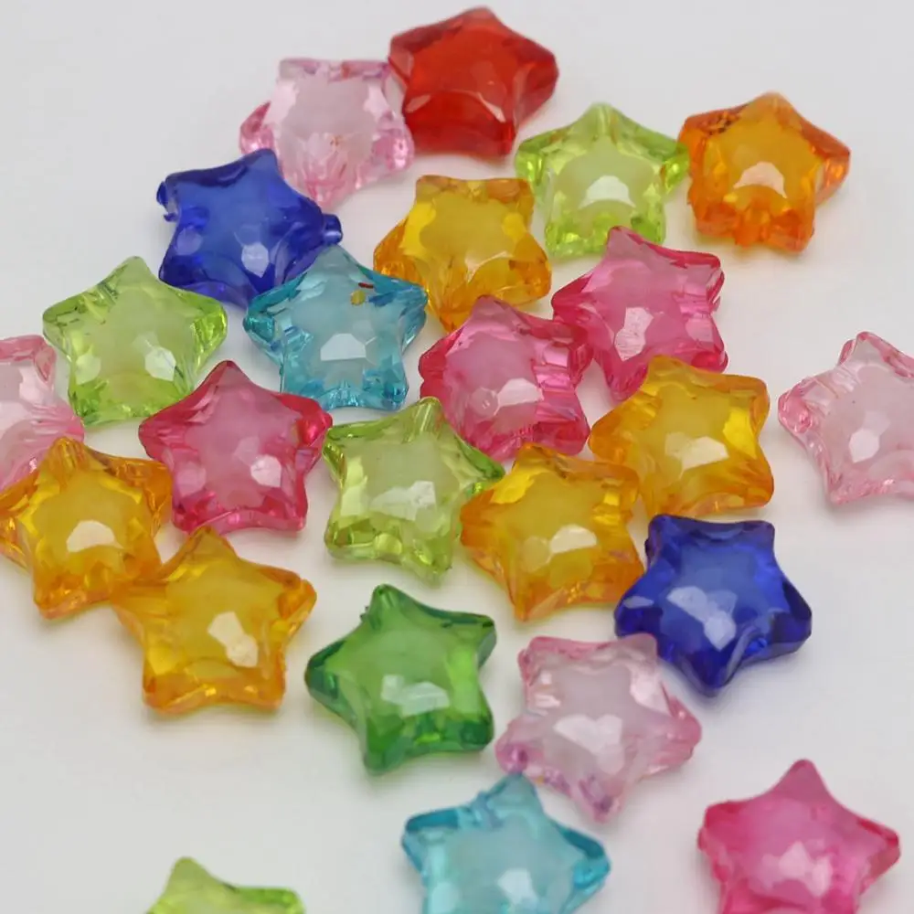 50 разноцветных акриловых граненых шармов в форме звезды 16 мм Бусины В Форме