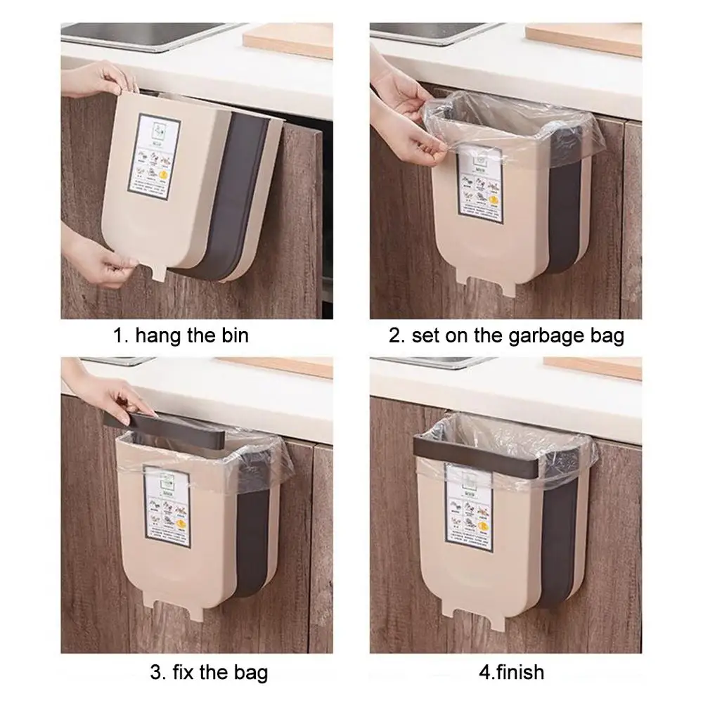 Складное мусорное ведро на дверь кухонного шкафа висящее для ванной комнаты