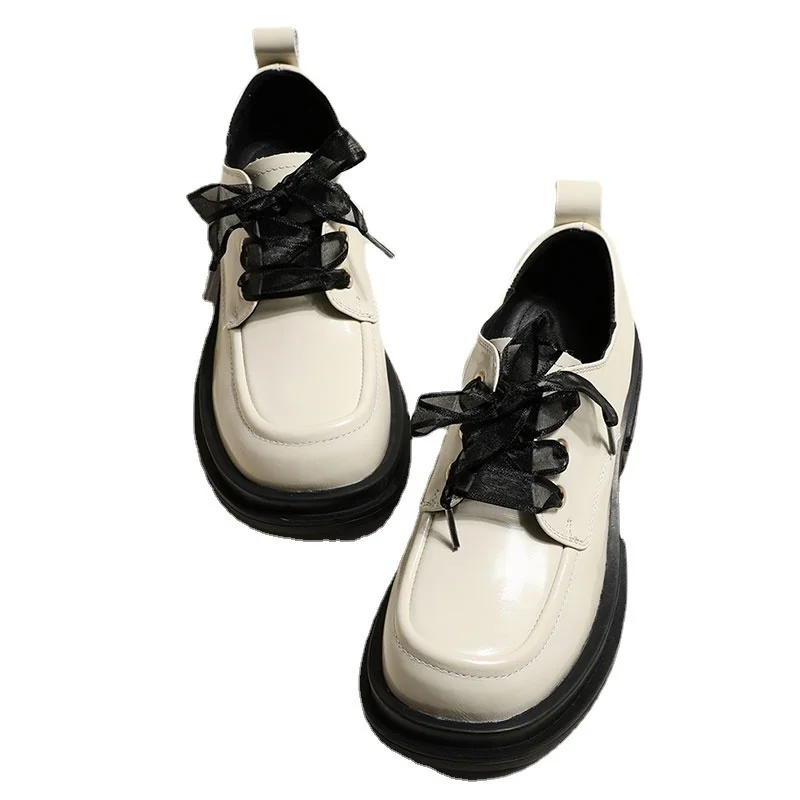 

2021 Autumn Women's Single Shoes Fashion Lace-up Platform Shoes Casual Women's Shoes Non-slip Shallow Mouth Single Shoes Women