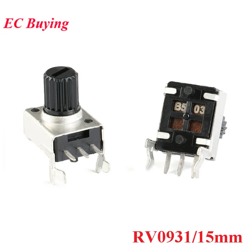 10 шт. RV0931 15 мм вал с боковой регулируемой ручкой потенциометр 1 K/B102 5 K/B502 K/B103 50 K/B503