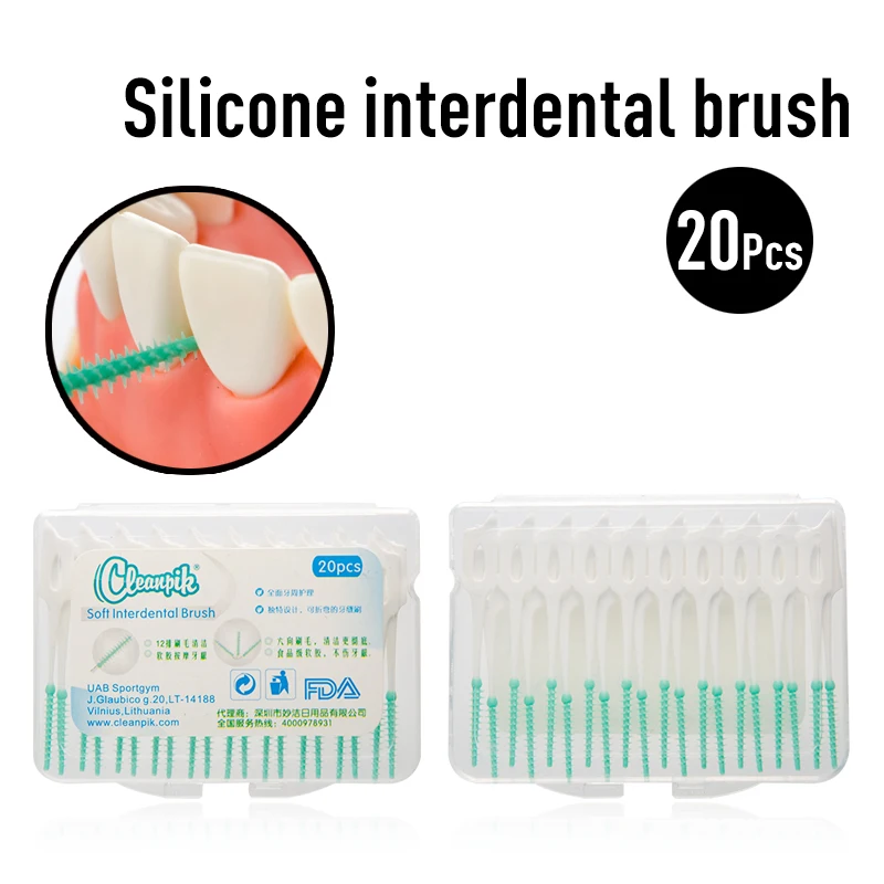 

Cleanpik 20pcs/set Silicone Interdental Brushes Super Soft Dental Cleaning Brush Teeth Care Dental Floss Toothpicks Oral Tools