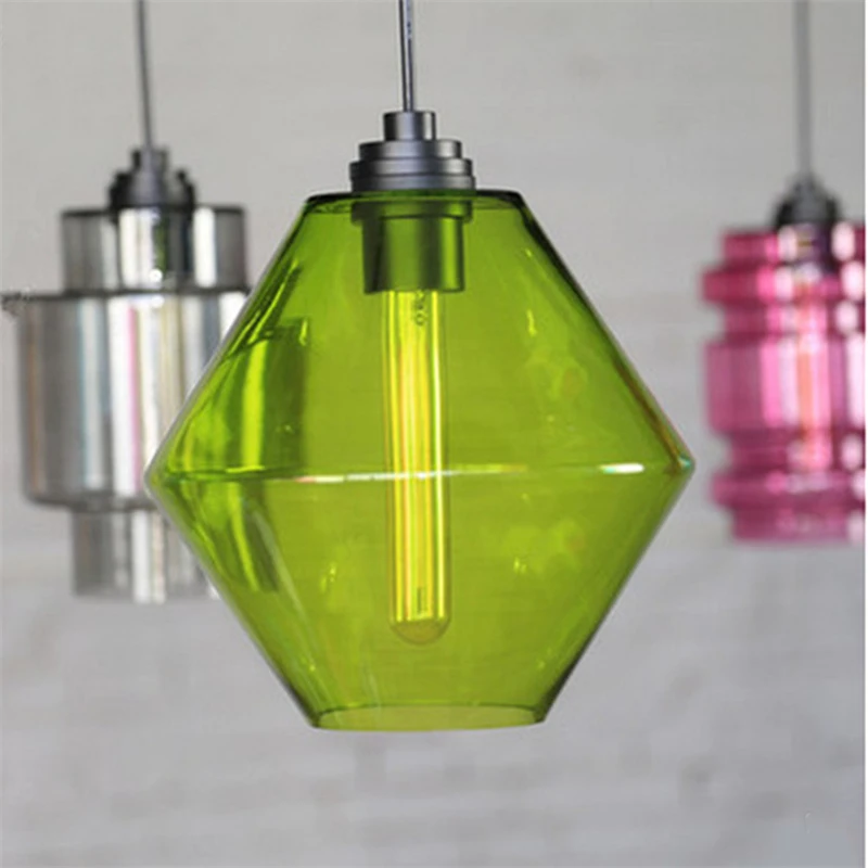 

Nordic Creative Stained Colorful Glass Pendant Lamp Clothes Shop Hotel Bedroom Dining Room Hot Pot Store Decr Lamp Fixtures Iron