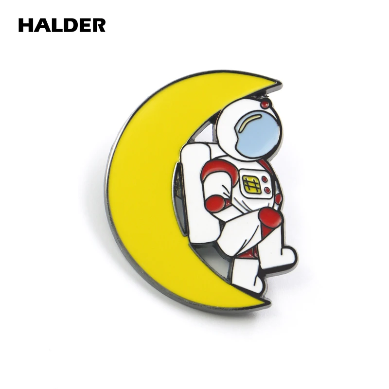 BR0007 HALDER, Мультяшные модные ювелирные изделия, Вселенная, астронавт, космический корабль, планеты, ракета, броши, космос, булавки, Нагрудный значок, одежда