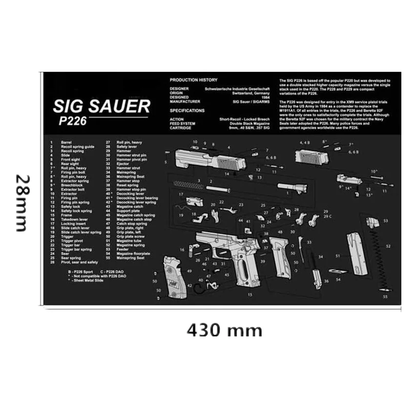 Gun Cleaning Mat Mouse Pad For Taurus G2C G3C TH9 TH40 c CZ P10 C F Sig sauer P226 1911 Glock 17 19 25 30 s Patches Kit tool | Спорт и
