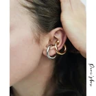 Модные серьги-клипсы Peri'sBox, твердые золотистые, геометрические, Круглые, для ушей, долговечные, без пирсинга