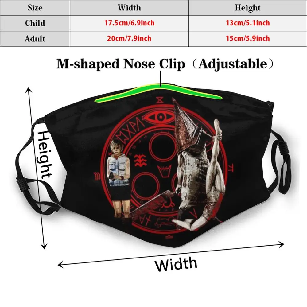 Silent Hill Euro leages многоразовый фильтр Pm2.5 маска для лица с головой пирамиды тихий холм