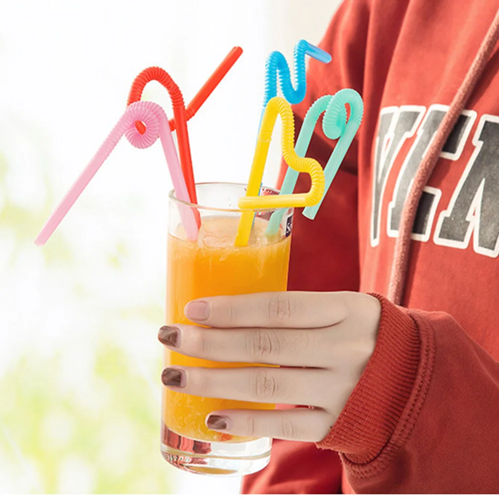 

100 pcs Creative Colorful Art One-time Bending Straw for Tea Drinking