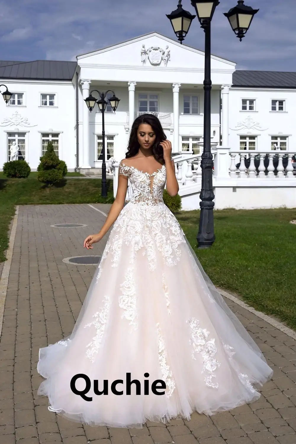 

Off the Shoulder Illusion Wedding Dress Applique Backless Dubai Arabic Abiti Da Sposa Vestidos De Fiesta De Noche Bridal Wedding