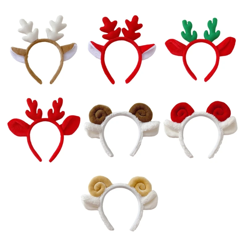 D0LF головные повязки с рогами пушистые уборы козьими рожками обруч для волос