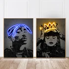 Плакаты с музыкальными звездами, уличные граффити, настенные художественные принты, модная модель в стиле хип-хоп, Картина на холсте для гостиной, без светодиодов