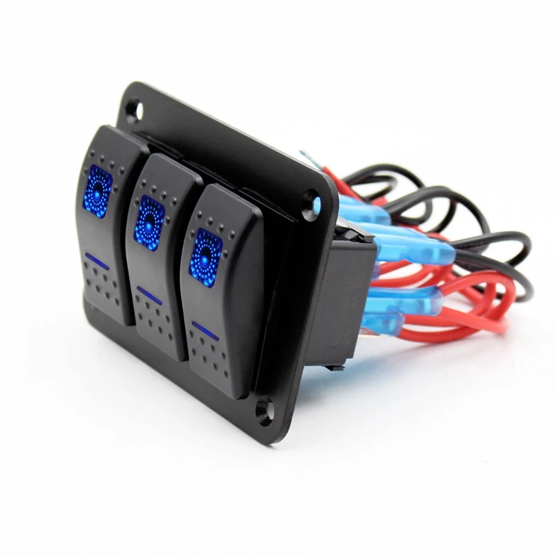 12V-24V-3-Gang-Dual-LED-Light-Rocker-Switch-Panel-Bar-Car-Caravan-Boat-Rv-Blue | Обустройство дома