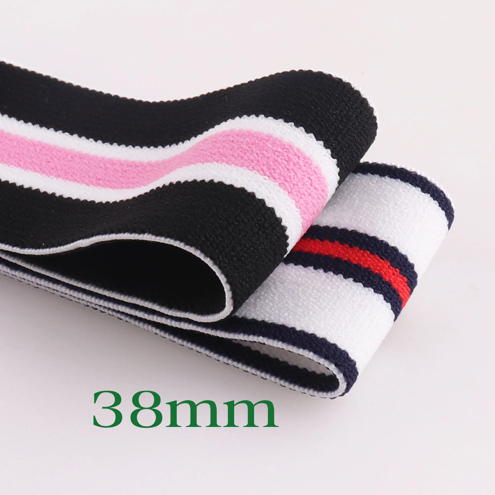 

5 YARDS 38mm Pink Elastic Nylon webbing Striped Elastic band white black elastic webbing stretch sewing belt elastic waistband