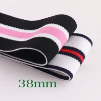 5 yards 38mm pink elastic nylon webbing striped elastic band white black elastic webbing stretch sewing belt elastic waistband