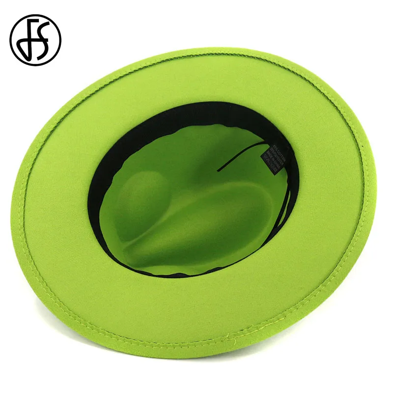 FS Для мужчин женщин шляпа с широкими полями шерсть фетровая Панама Шапки