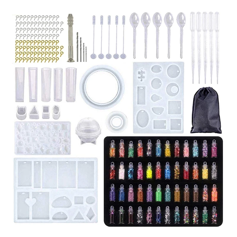 

Ewelry Silicone Mold, DIY Crafts Making Kit, Pendant Jewelry Epoxy Mold, 48 Color Glitter Sequins, Jewelry Making