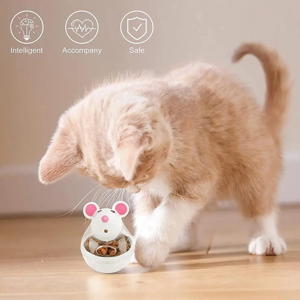 Кошка для домашних животных-мышки в форме кошки-забавная миска для раскатывания еды, интерактивные игрушки для игр, котят, обучающий дисков...
