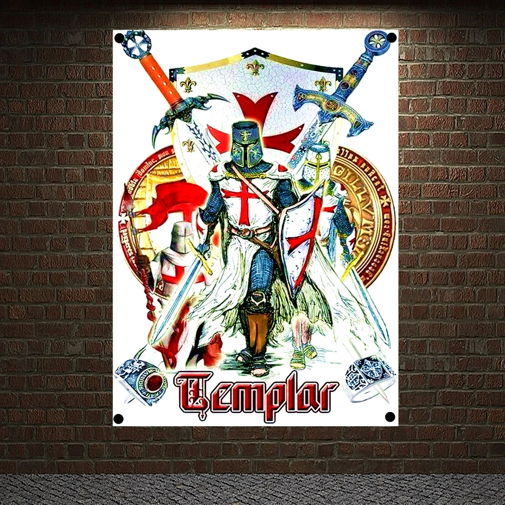 

Medieval Warrior Knights Templar Armor Posters Vintage Crusader Banners Flags Canvas Painting Wall Hanging Home Decoration F4