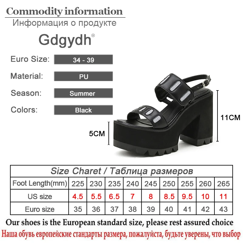 

Gdgydh Summer Thick Bottom High-heeled Sandals Women 2021 New Punk Black and White Leather PU Gothic Platform Heels Open Toe