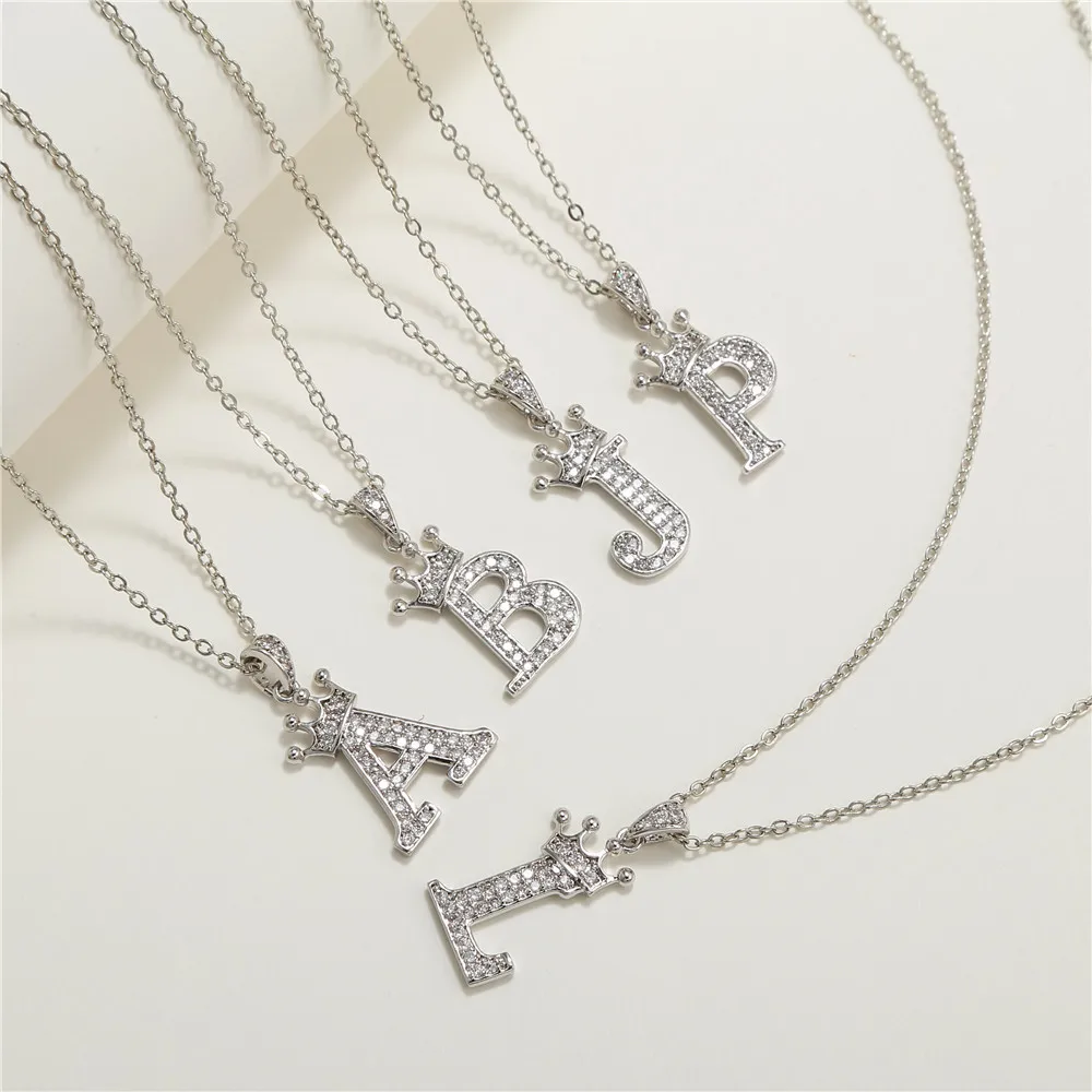 

Zircon Crown 26 English Letter Pendant Necklace Female Platinum Personality Letter Pendant Necklace