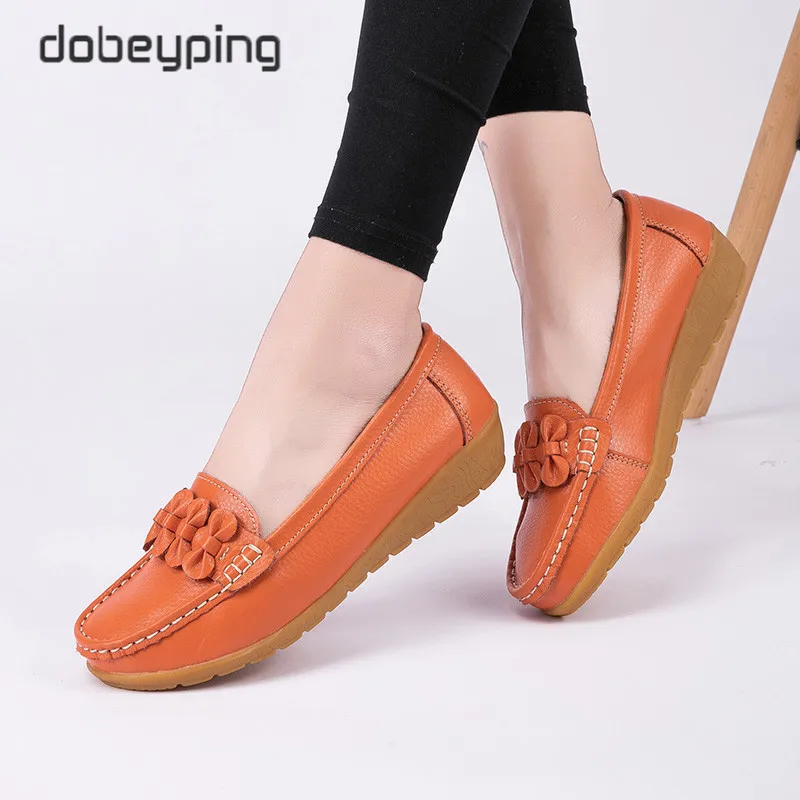 Spring Autumn Genuine Leather Loafers Women Slip On Female Shoes Moccasins Soft Ladies Footwear Butterfly Bow Women's Flats Shoe