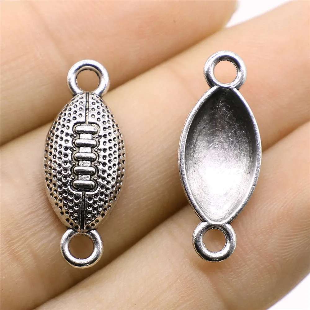 

Wholesale Metal Charms Lot 10pcs Football Connector Charms 10x25mm