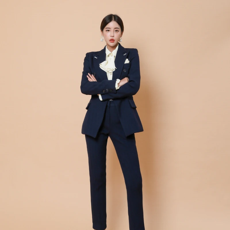 Весенние женские формальные модные деловые костюмы из 2 предметов Тонкий Блейзер