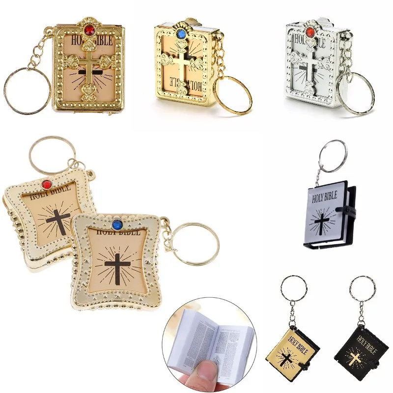 

English Spanish Mini Holy Bible Keychain Religious Christian Jesus Cross Women Prayer God Bless Gift Souvenirs Outdoor Tool