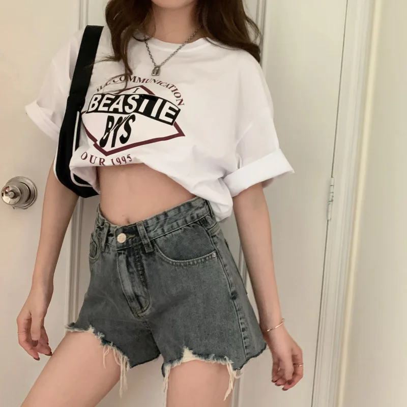 

Denim Shorts Women's 2021 New Summer Thin Cut Wide Leg Super Hot Pants Loose Hot Girl High Waist A-line Pants