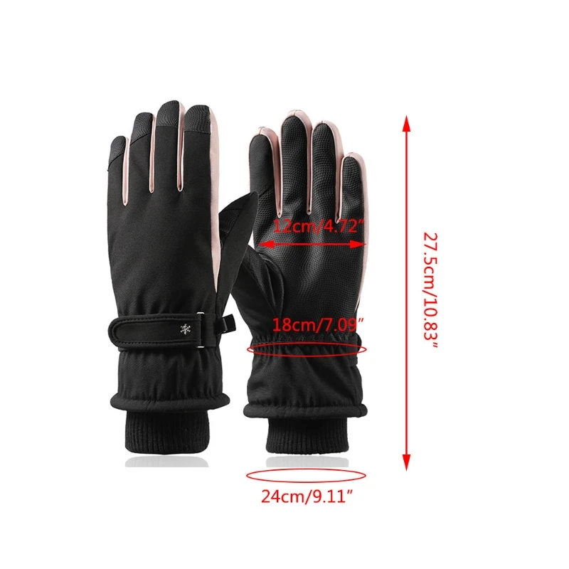 

Women Winter Waterproof Touchscreen Snow Gloves Floral Embroidery Thermal Insulated Warm Non-Slip Outdoor Cycling Snowboard
