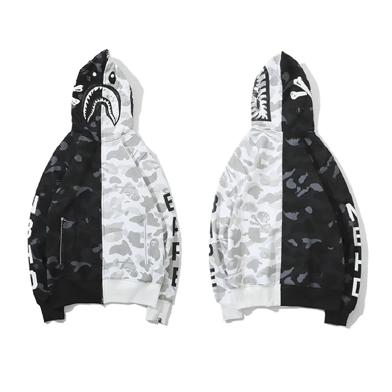 

Mastermind Joint NBHD Hoodie Men Women Shark Embroidery Hoodies Bape Hip Hop Sweatshirts Camouflage Stitching Pullovers