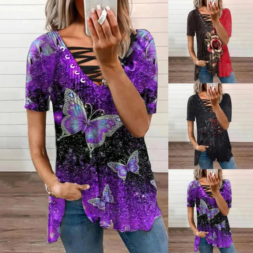 

Футболка женская с коротким рукавом, топ с принтом, уличная одежда, ажурная футболка, лето