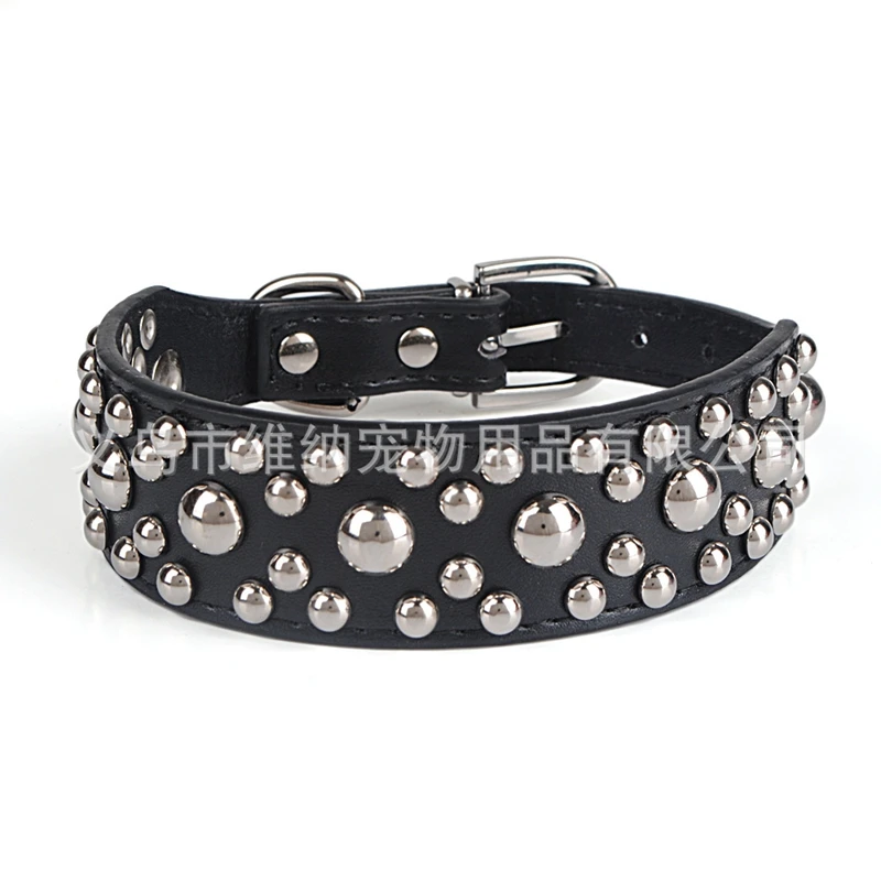 Cool Rivets Studded Best Genuine Leather Pet Dog Collars for Small Medium Large Dogs 5 Colors Boxer Bulldog Pitbull XS S M L | Дом и сад