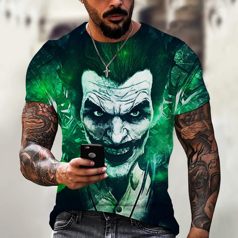 

Joker Face 3D Print Men's T Shirt Summer Casual All-Match Urban Trend Unisex T-shirts Clown Pattern Street Short Sleeve Tees