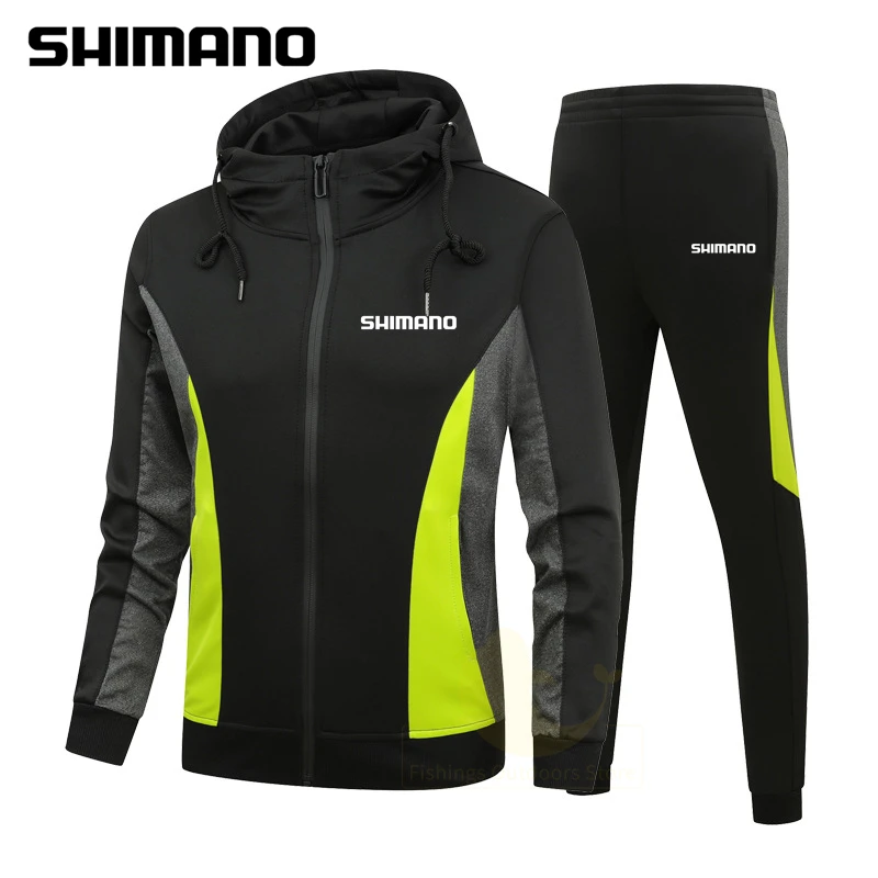 

Рыболовные костюмы SHIMANO, Осенний свитшот на молнии, спортивный костюм, мужские рыболовные куртки, уличные спортивные походные костюмы из дв...