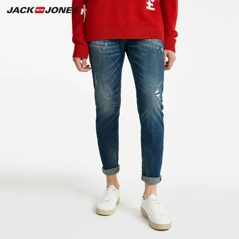 JackJones зимние мужские хлопковые классные потертые повседневные джинсы мужская
