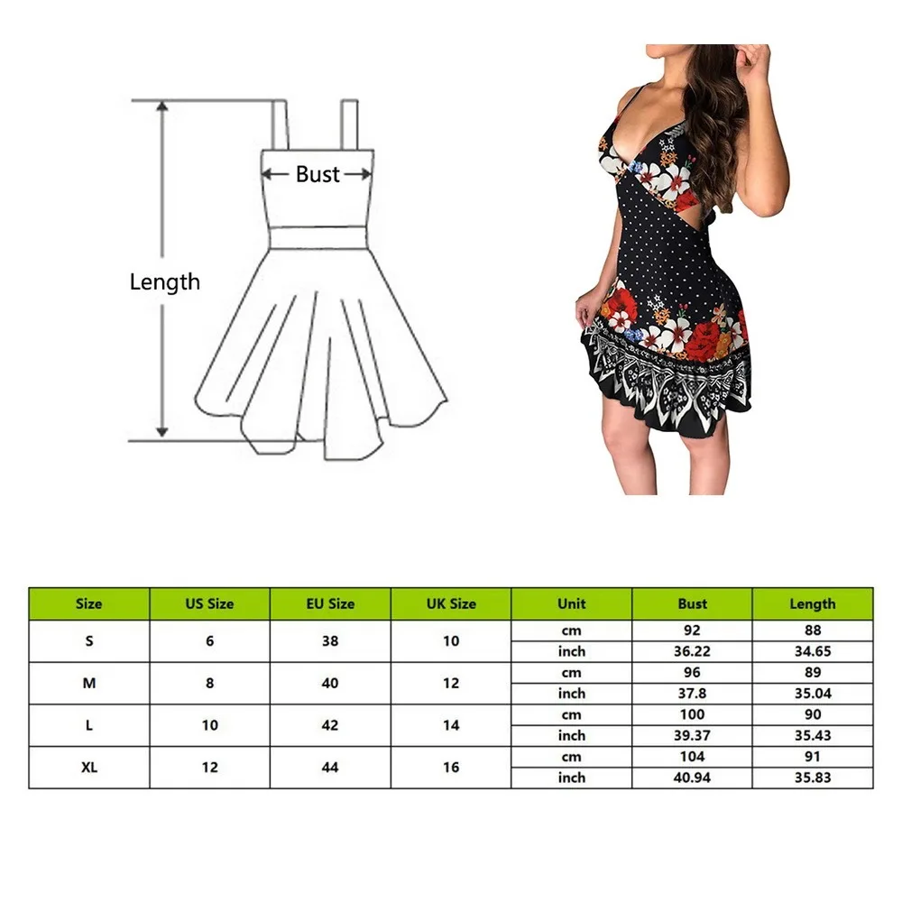 

2021 New Ladies Summer Sling Dress Fashions Sexy Deep V Print Waist Hollow Sling Dress Female Dress Elegant Sexy Mini Dresses
