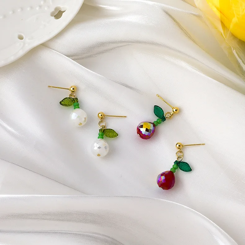 

MISSNICE New Arrival Temperature Simple Style Crystal Acrylic Cherry Modelling Earrings Sweety Lovely Style Drop Jewelry