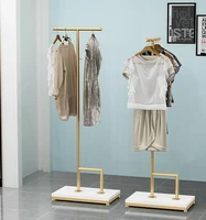 simple floor clothing store display rack womens clothing store web celebrity shelf metal gold clothes rack station window hange
