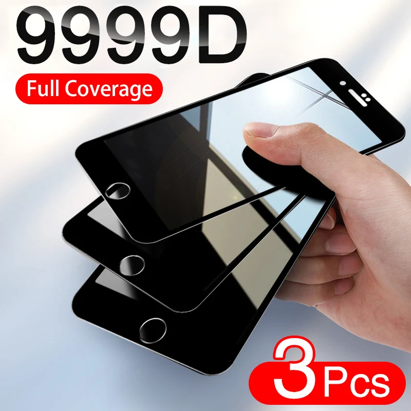 

3PCS Full Cover Protective Glass For iPhone 7 8 6 6s Plus Tempered Glass On iPhone 7 8 5 5S SE 2020 Screen Protector Curved Edge