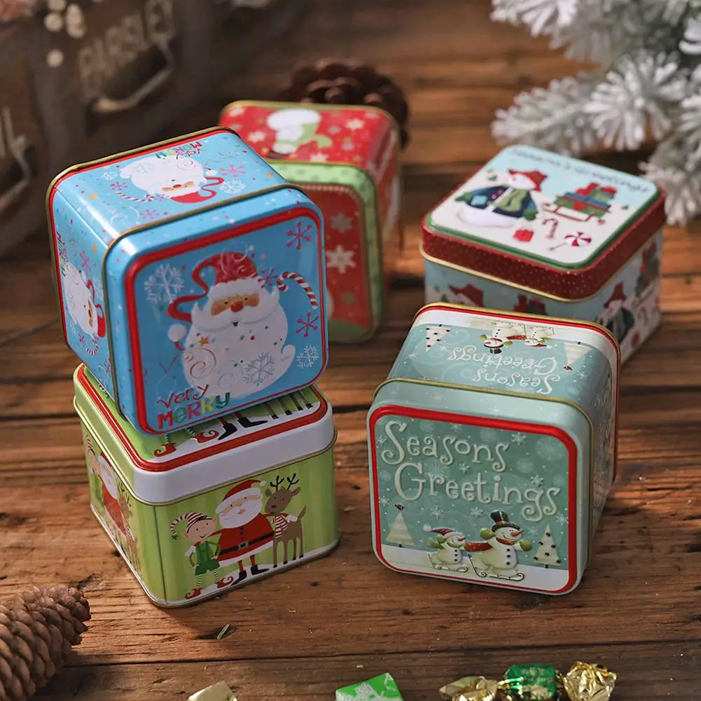 Счастливое Рождество конфеты банки Санта Клаус Милу олень Снеговик Железный